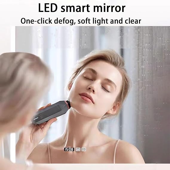 Modern Frameless LED Decorative Mirror, Half Moon Anti-Fog Vanity Mirror for Bathroom Wall, Touch Switch, Smart Dimmable, Frontlit & Backlit(Left,70cm/28in)
