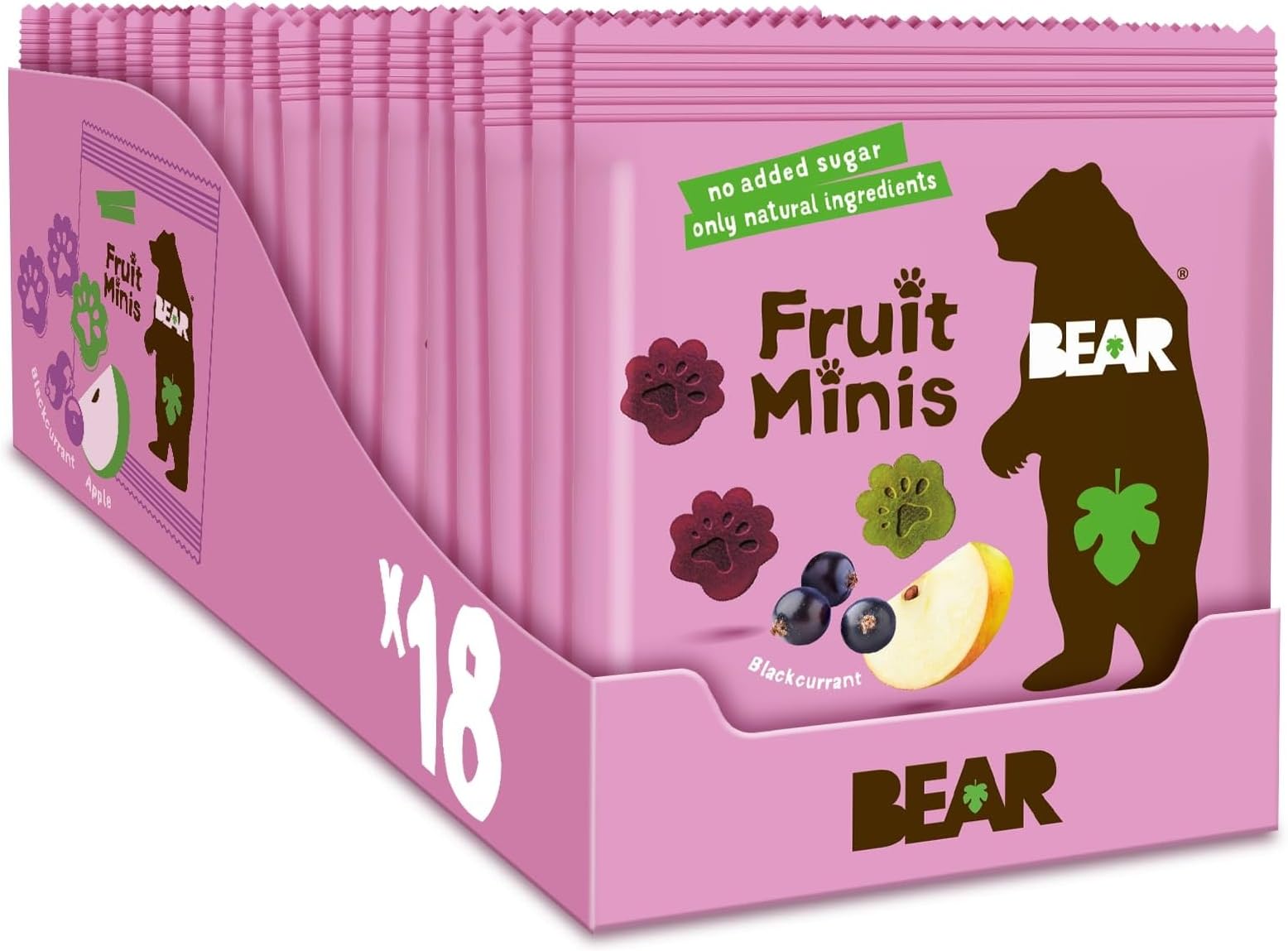 BearFruit Minis Blackcurrant & Apple | 100% Natural Ingredients | No added sugar | Healthy School And Lunch Snacks For Kids And Adults | 18 x 20g
