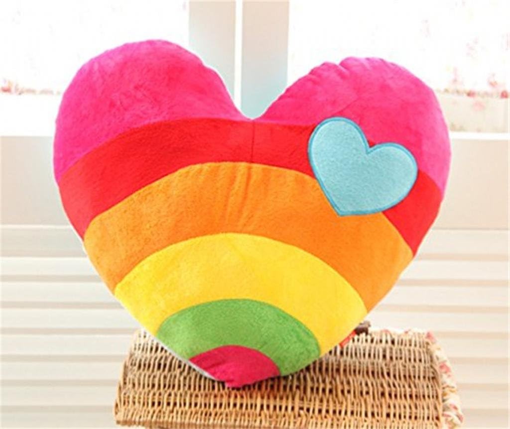Higawin Rainbow heart shaped pillow Throw Pillows Cushions Gift of love - Heart shaped