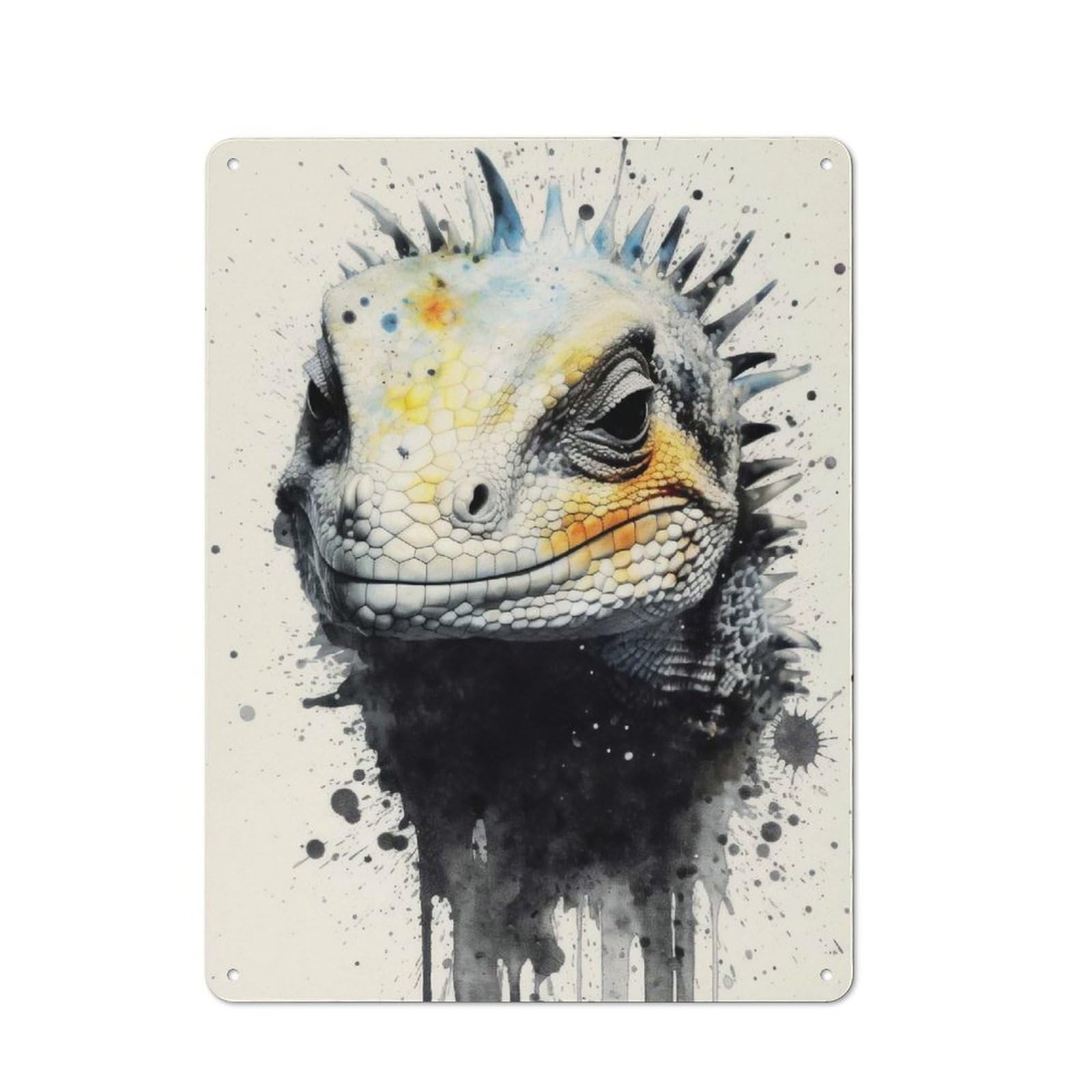 Junmoney Lizard Wild Majesty Vintage Tin Sign 40X30cm For Guest Room Or Hallway, Suited To Home Decor Collectors