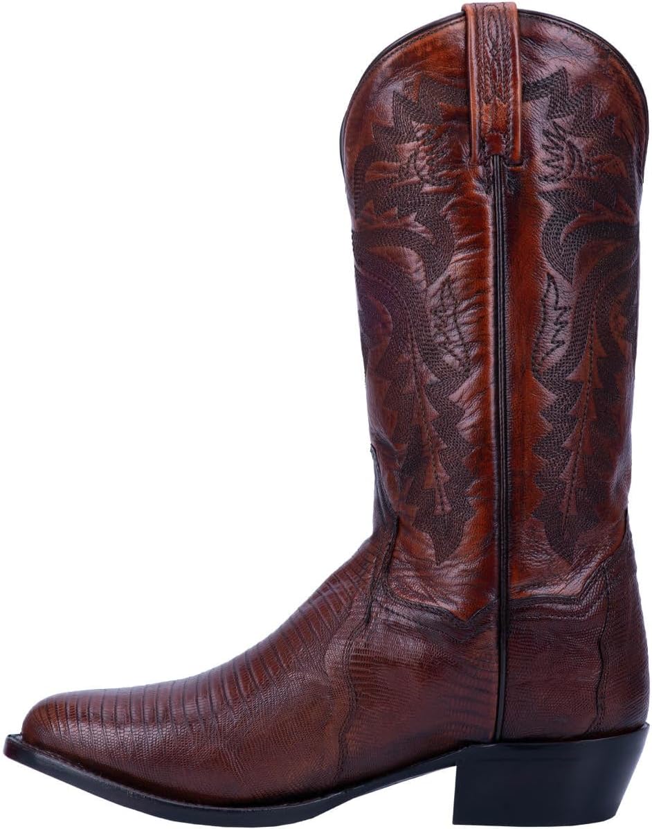 Dan Post Mens Winston Lizard Embroidered Round Toe Pull On Dress Boots Mid Calf - Black - Image 2