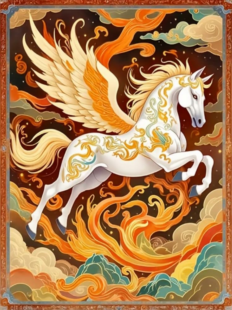 GLTEYACO 5D Diamond Painting Diamond Art Kits Pegasus DIY Adult Beginner Diamond Crafts Home Wall Decoration 40x50 cm