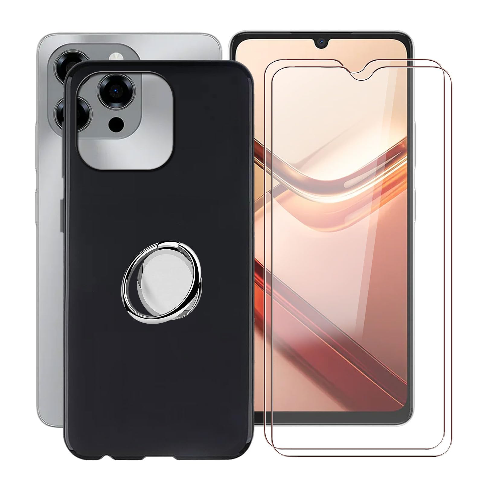 Xiangyun Handyhülle Für Doogee Note 58/58 Pro – Inkl. Gehärtetem Glas Displayschutz, Schwarz, TPU Silikon