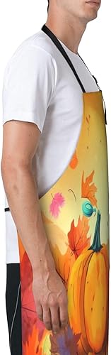 Miniatura 8 de Nameapo Shark Jumping Home Delantales con 2 bolsillos de 33 x 28 pulgadas para hombres y mujeres, babero de cocina impermeable de mar oceánico