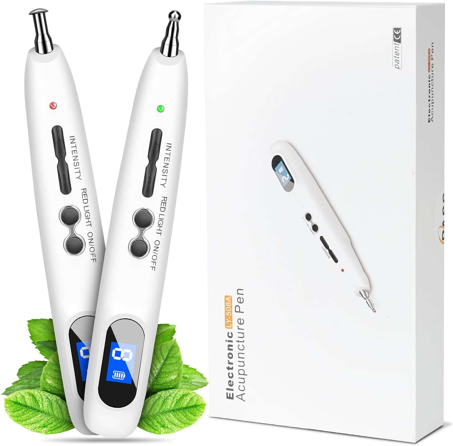 2 in 1 Electronic Acupuncture Pen Pain Relief Therapy Muscle Healing Massage Pen Electric Meridians 9 Intensity Professional Deep Tissue Massage for Back Pain Neck Pain for Parents Christmas Gifts