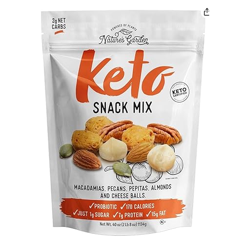 Natures Garden Keto Snack Mix Bolas de queso probiótico refrigerio keto crujiente mezcla de bocadillos cetogénicos totalmente naturales nueces