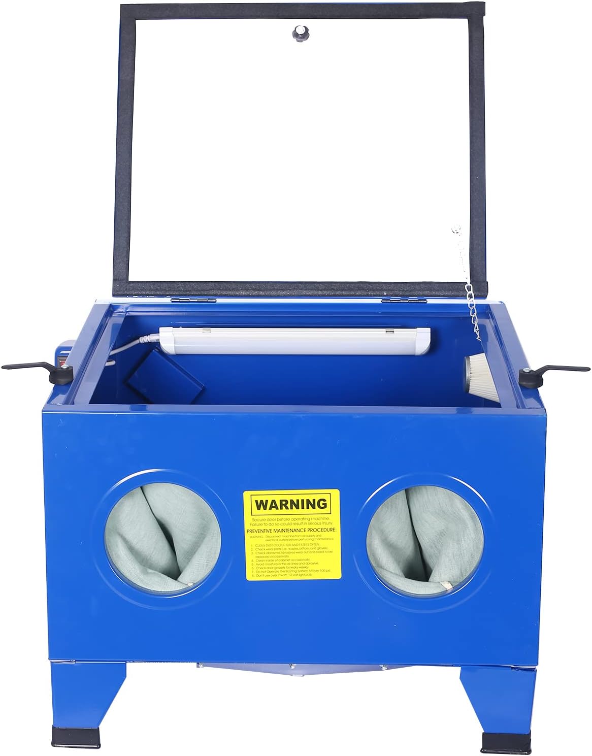 Sand Blaster Cabinet kit, 25 Gallon Portable Sand Blaster with Plexiglass Viewing Lid for Cleaning, Polishing and Finishing (Blue)