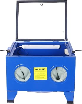 Sand Blaster Cabinet kit, 25 Gallon Portable Sand Blaster with Plexiglass Viewing Lid for Cleaning, Polishing and Finishing Blue