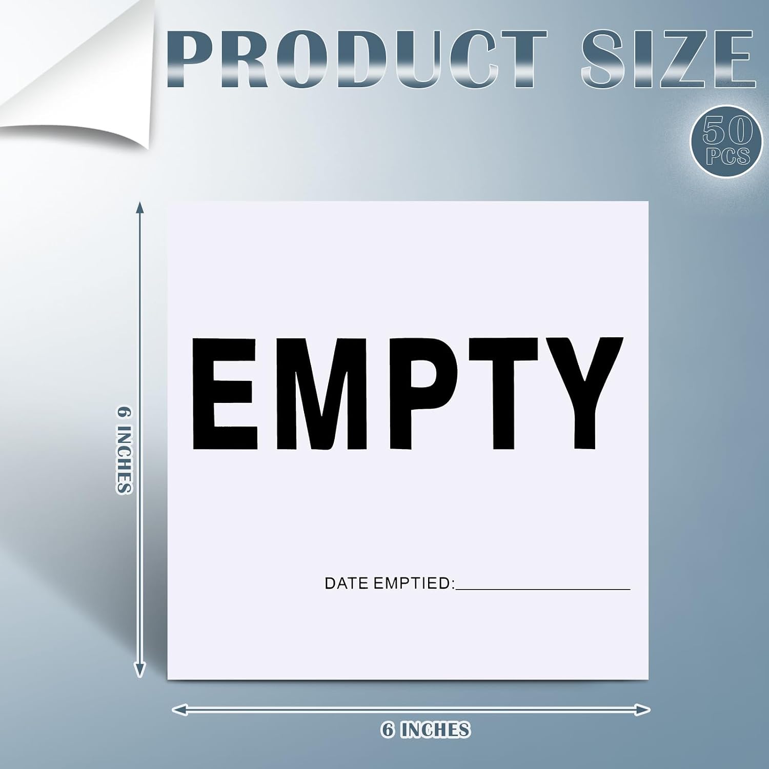 50 Pcs Empty Container Labels with Date - 6 x 6 Inch Vinyl Empty Drum Warning Stickers for Industrial Environments