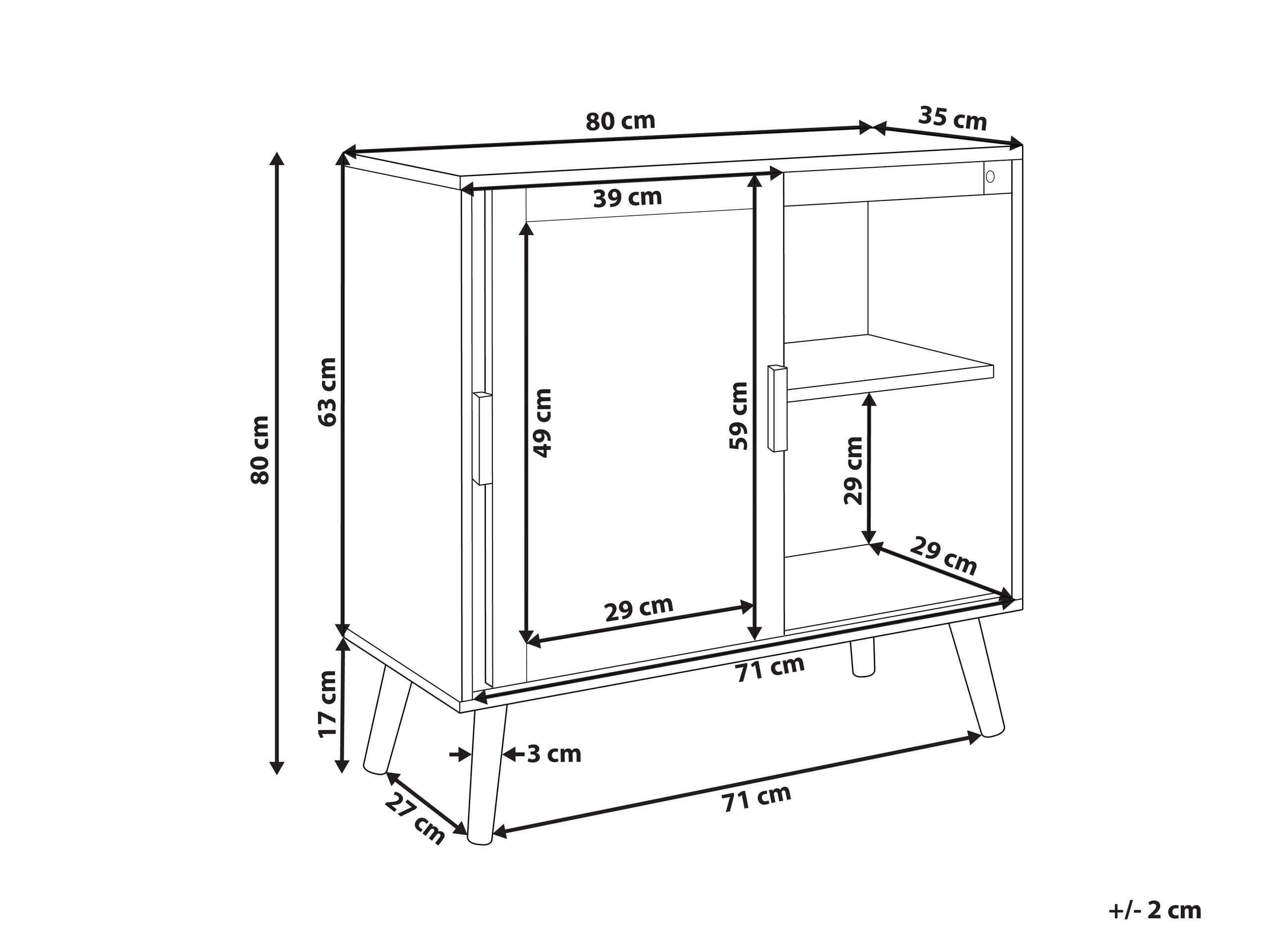 Beliani Buffet à 2 Portes Particules Bois et Rotin Clair avec Etagère Rangement Hodgen