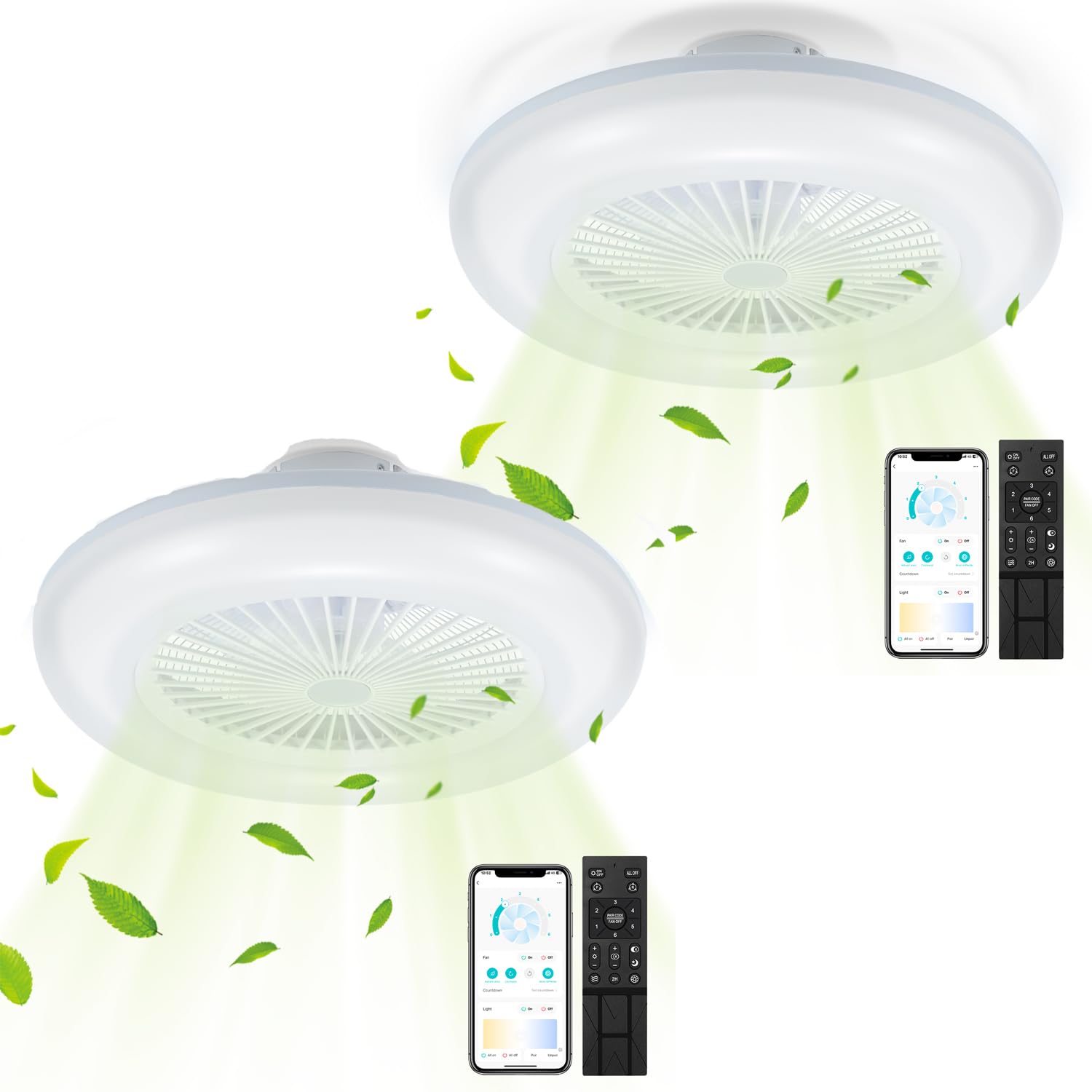 Deckenventilator mit Beleuchtung und Fernbedienung 2x 80W smart Lampe mit Ventilator Zweirichtungsrotation,Dimmbar licht und Windgeschwindigkeit Für Wohnzimmer Schlafzimmer Esszimmer