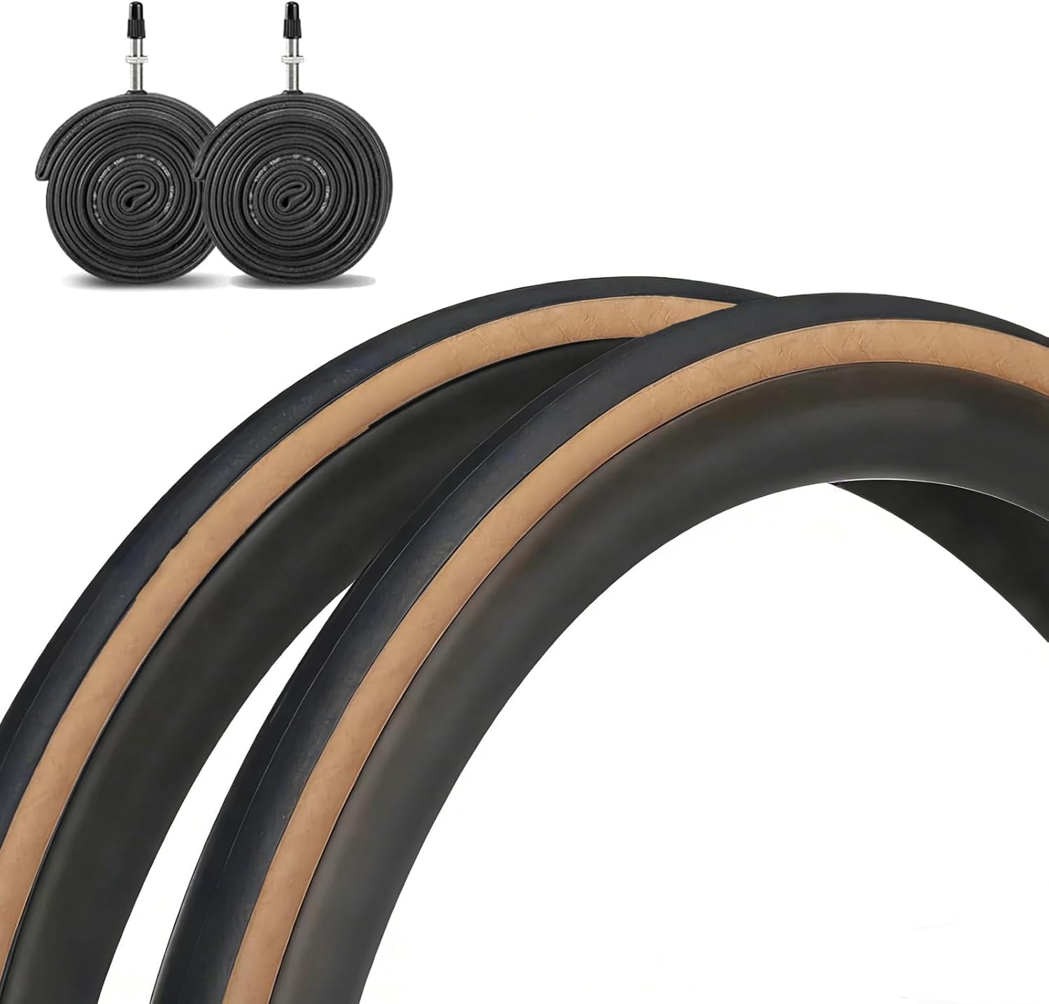 MIMIRACLE 2-Pack 700x25/28c Road Bike Folding Tires with 2-Pack Tubes