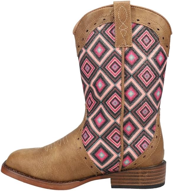 ROPER Kids Girls Glitter Geo Square Toe Casual Boots Mid Calf - Beige - Size 10 M
