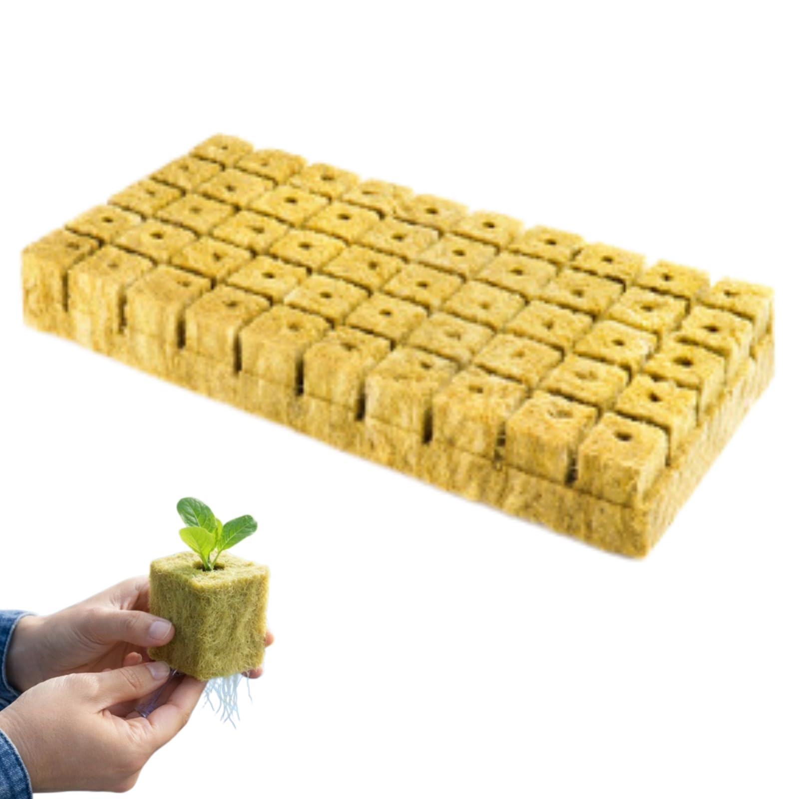 Rockwool Grow Cubes,25x25x25mm 50-Holes Seed Plugs for Hydroponic System,Hydroponic Pots & Kit,Soilless Planting for Tomatoes Herbs Orchids,Hydroponics Growing System Supplies,Hydroponic Plants