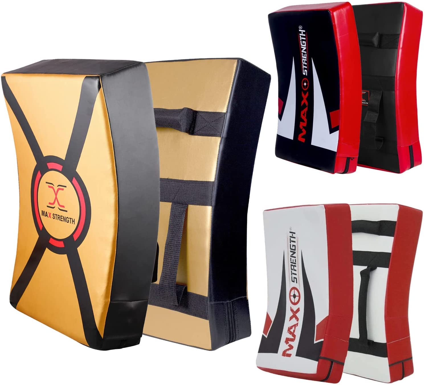 MAXSTRENGTH Escudo de Entrenamiento de Kickboxing Profesional, Almohadilla Curva de Muay Thai, Escudo de Cuerpo Strike | Ideal para MMA, Artes Marciales, Entrenamiento