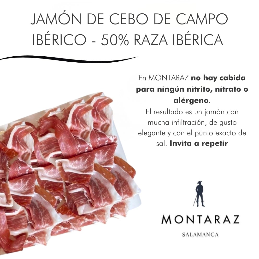 MONTARAZ® Jamon Iberico de Cebo de Campo | 50% Raza Ibérica | Curación 24 Meses | Pieza Entera de 7,5-8,5 kg | Jamón Ibérico de Cebo de Campo Calidad Gourmet | Sin Aditivos ni Conservantes — view 3