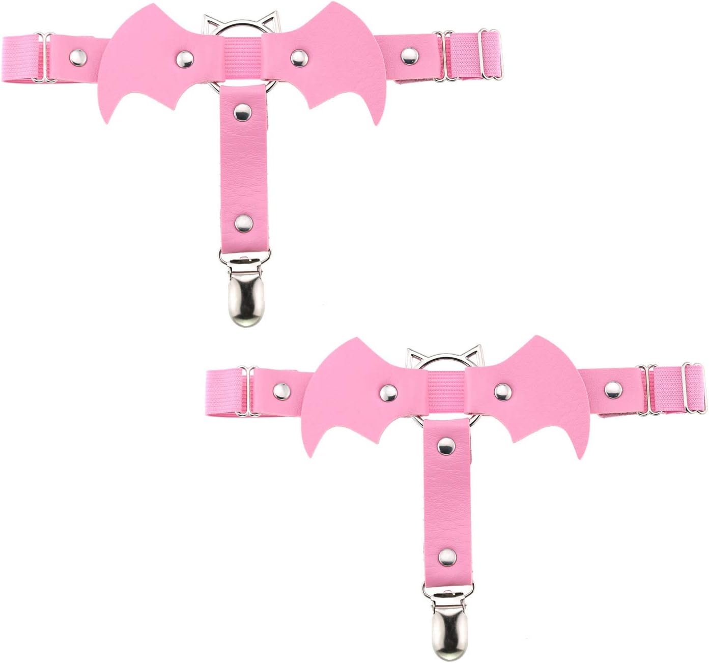 Multicolor Simulated Leather PU One Pair Cat O Ring Bat Wings Anti-Slip Clips Elastic Garter