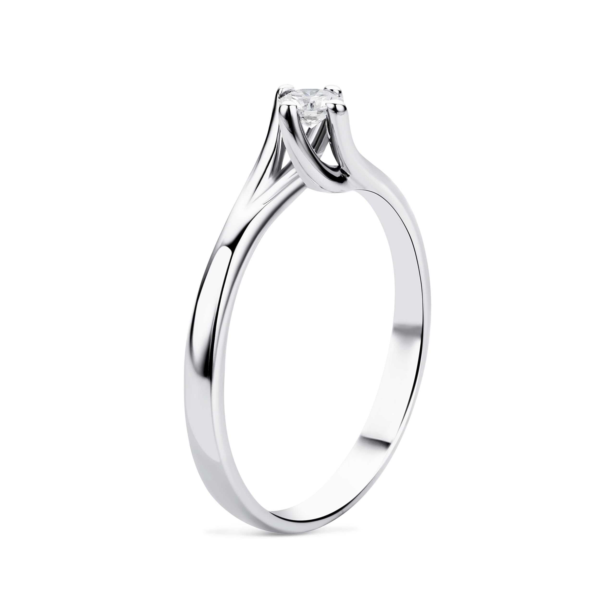 OROVI Anillo de compromiso de oro blanco para mujer, de oro de 18 quilates (750) y diamantes de 0,12 quilates, hecho a mano en Italia