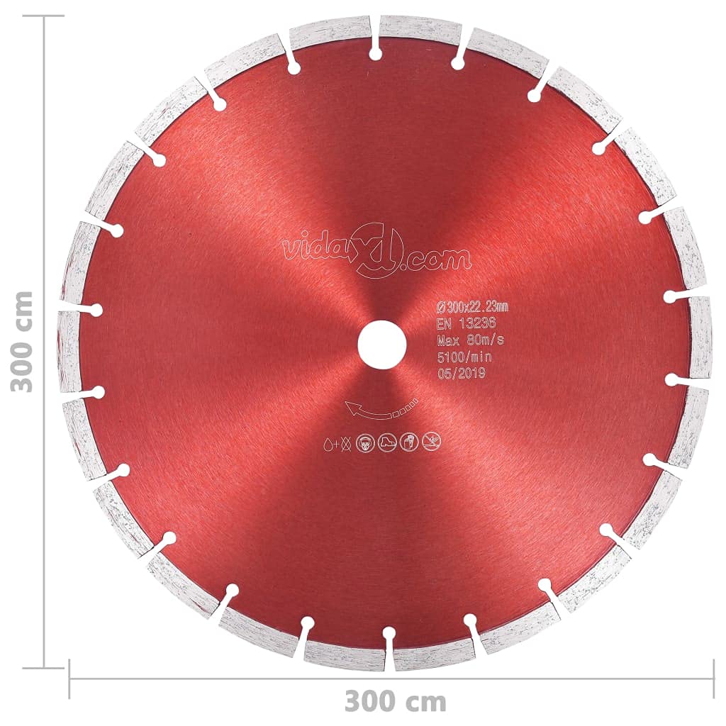 Disco de corte de diamante de 300 mm para acero, hormigón, granito y ladrillo – Hoja de sierra de diamante profesional con orificio de 22,23 mm