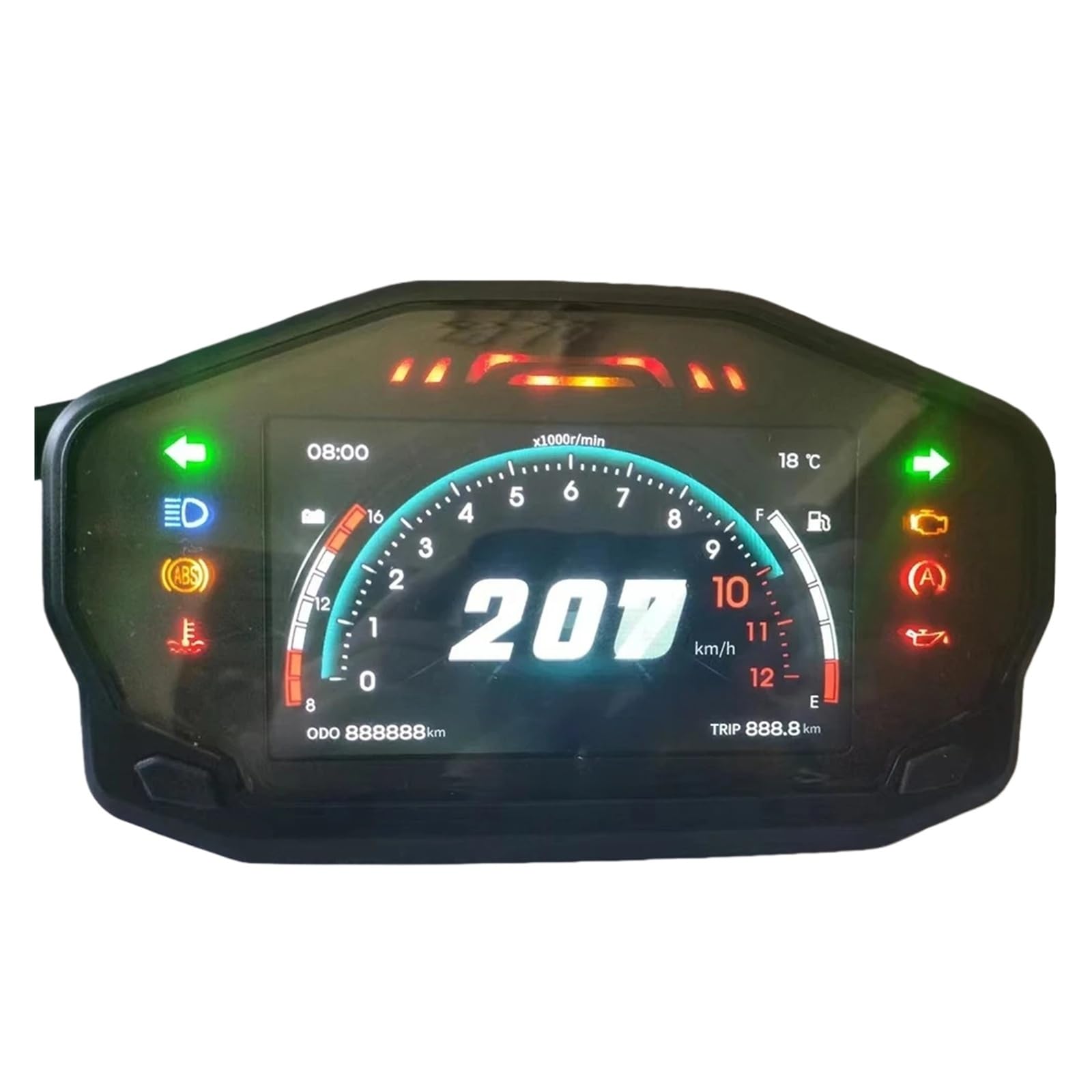 Contachilometri Per Moto Tachimetro universale TFT motociclette da 1/2/4 cilindri, contachilometri multifunzionale con indicatore livello carburante e della temperatura