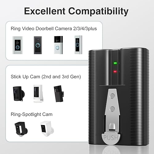 Miniatura 4 de Batería de repuesto de 6040 mAh para batería de anillo, compatible con cámara Ring Doorbell (2/3/4/3+/3 Plus), cámara adhesiva (2ª y 3ª generación),
