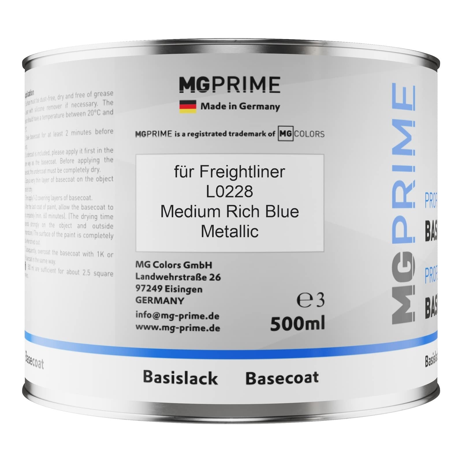 MG PRIME Pots de peinture pour Freightliner L0228 Medium Rich Blue M. 1,25L