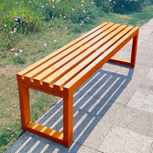 Metalowa ławka ogrodowa bez oparcia dla 2-3 osób, 100 cm, siedzisko zewnętrzne na każdą pogodę, idealna do parku, patio, trawnika, szkoły i podwórka