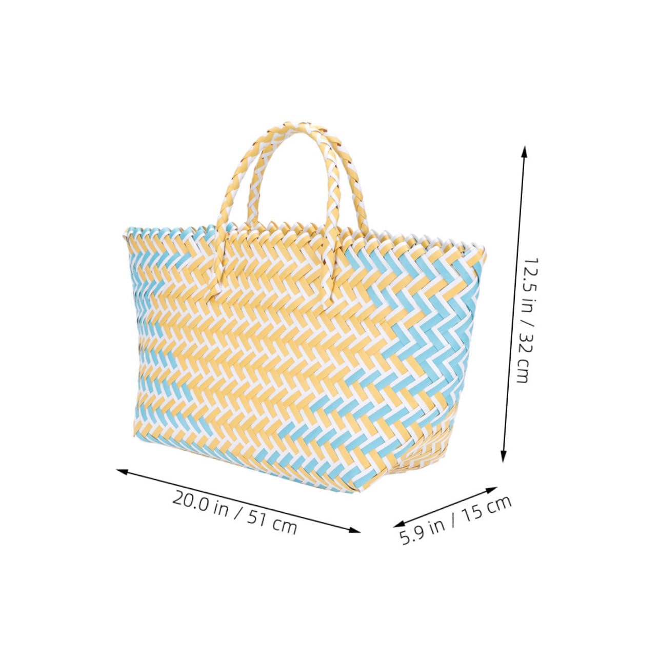 OUNONA Handbag Women Tote Bag Striped Shopping Basket Bag Fashion Woven Storage Basket for Bathroom