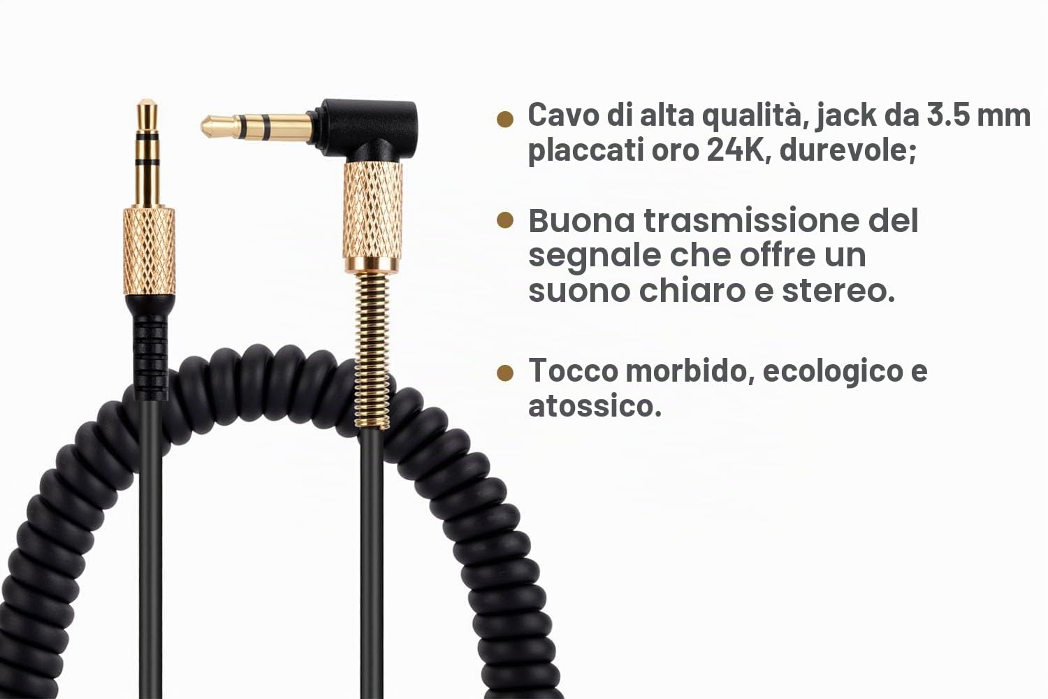 Cavo Audio 3.5mm Di Ricambio Per Marshall Major/Monitor – 1,2 Metri, Senza Telecomando, Oro 24K