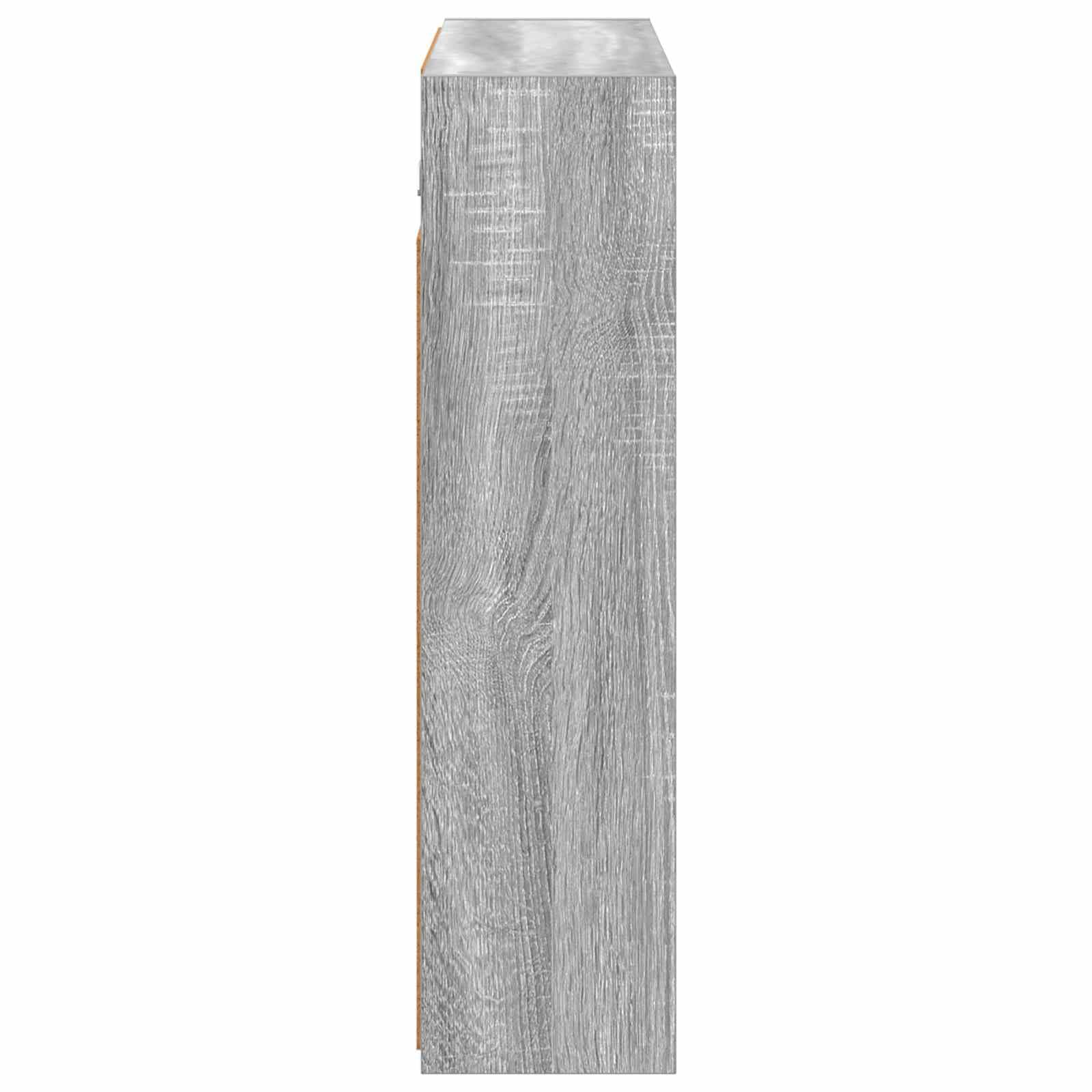 Armadietto da bagno in legno Sonoma grigio, 73,5 x 16 x 62,5 cm, con specchio su entrambi i lati e ripiani regolabili, per riporre il lavandino
