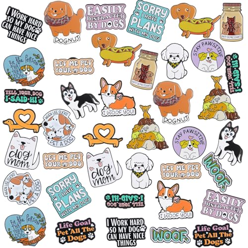 CraftyDream 40 Pcs Dog Enamel Pins for Backpacks Funny...
