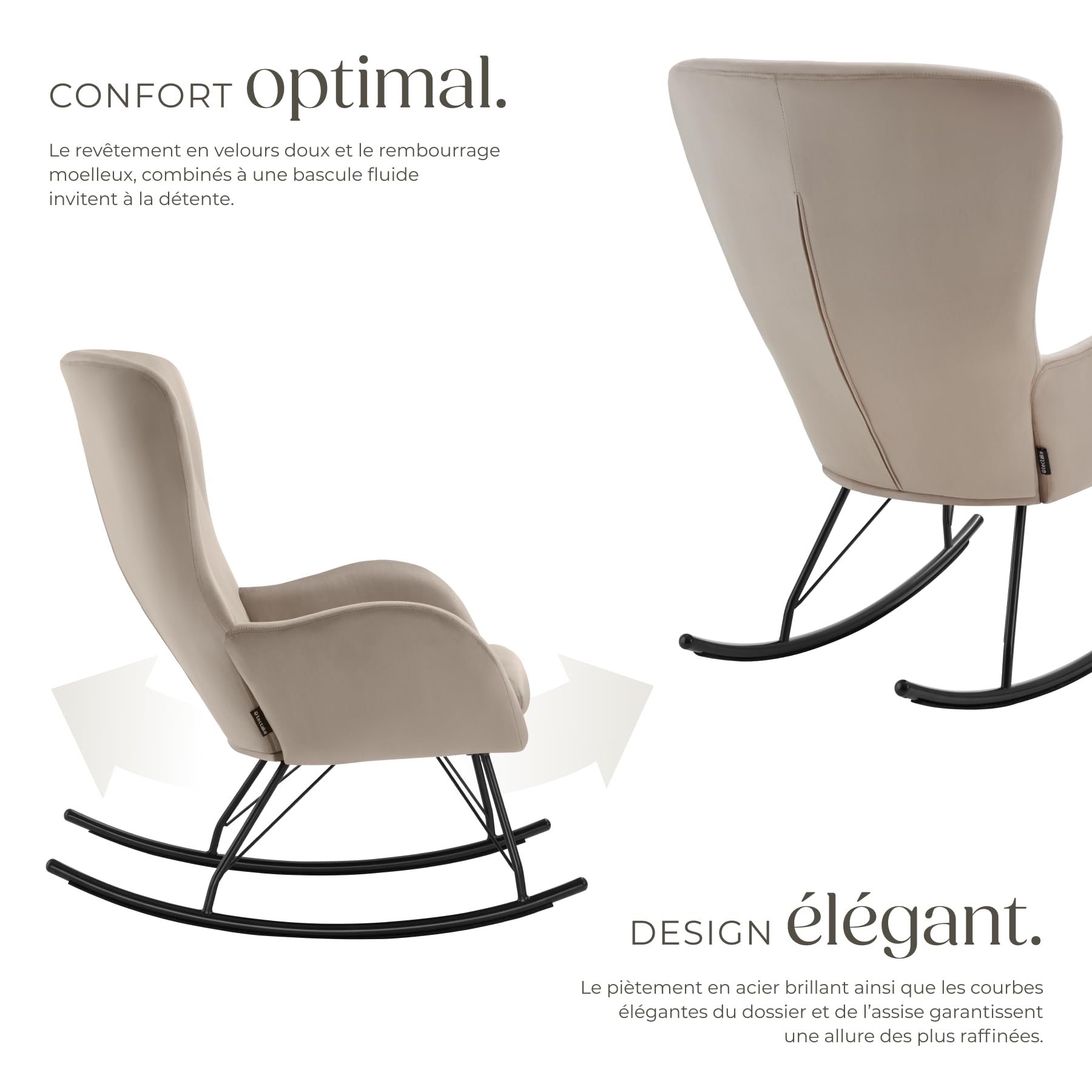 TecTake® Rocking Chair Fauteuil à Bascule Avec Accoudoirs Fauteuil