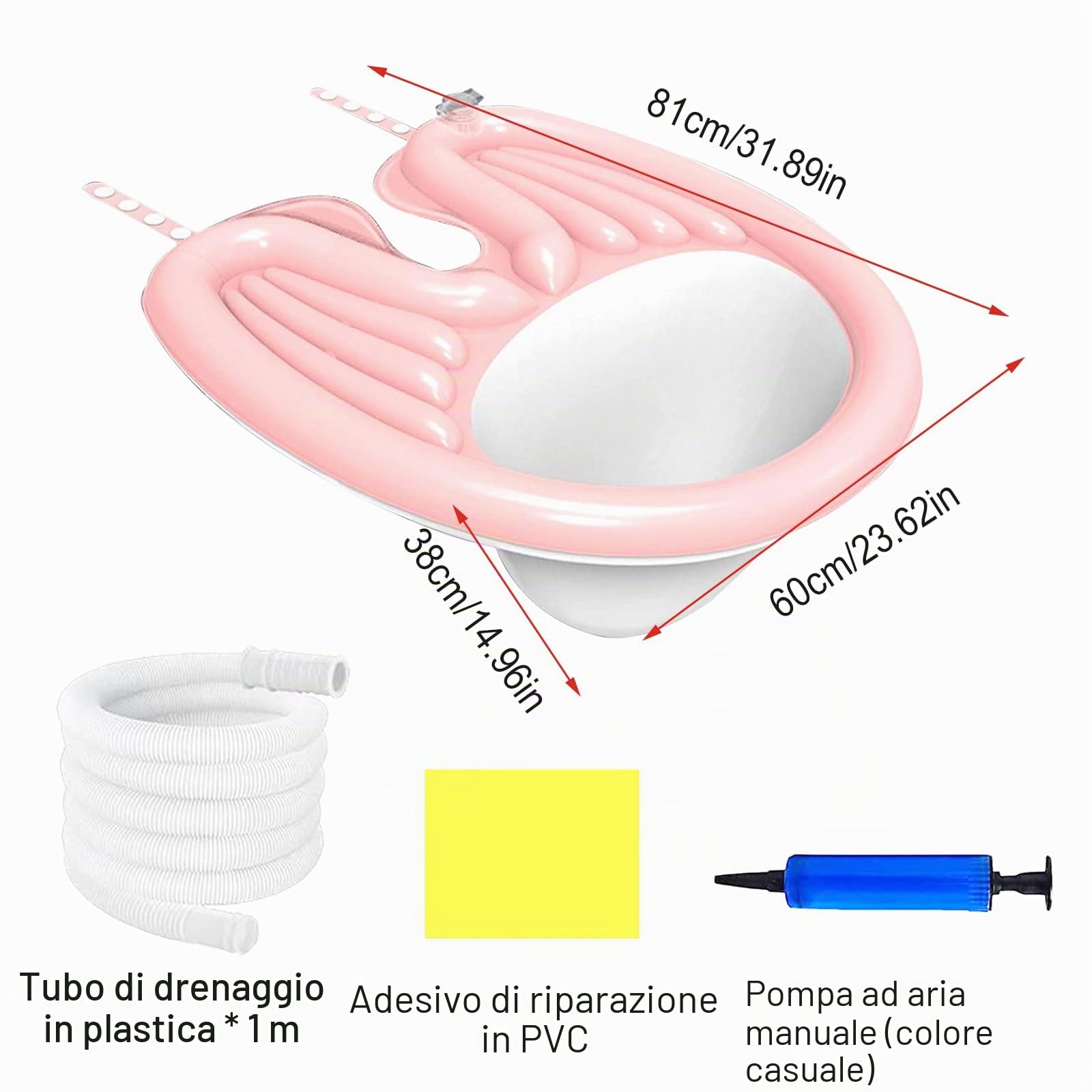 Bacino gonfiabile per il lavaggio dei capelli, in PVC, pieghevole, per anziani e disabili, donne incinte, bambini, anziani (rosa)