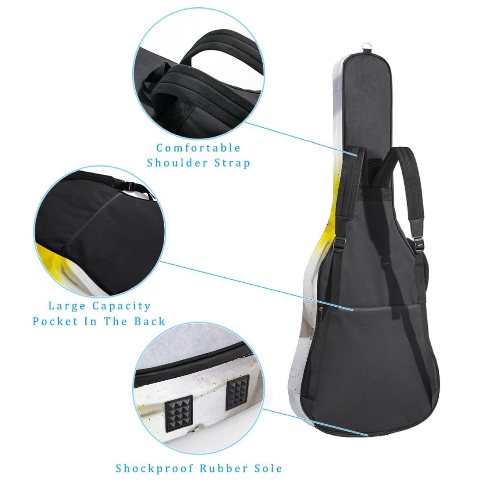 Funda para guitarra acústica, diseño de dinosaurio, flamenco, alpaca, azul, correa ajustable para el hombro, funda para guitarra de 40, 41, 42 pulgadas, Multicolor 7, 42.9x16.9x4.7 in,