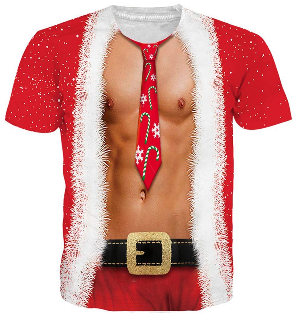 Goodstoworld Unisex 3D Fake Abs T Shirts Shredded Chest Printed Short Sleeve Costume Novelty Tees Shirt