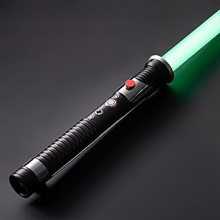 Smooth Swing Lightsaber, RGB Dueling Lightsaber, Metal Handle 16 Colors Sounding Lightsaber, Rechargeable (Black)