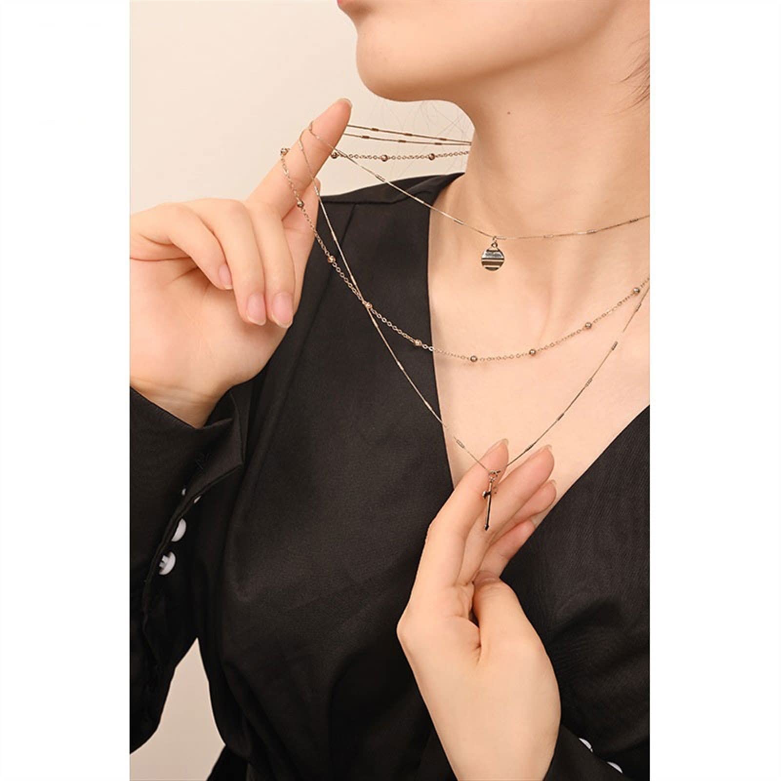TOMYEUS Collane da Donna Collana a Ciondolo a Ciondolo a più Strato di Moda Versatile Collana Lunga e Sottile Elegante Collana con Pendente