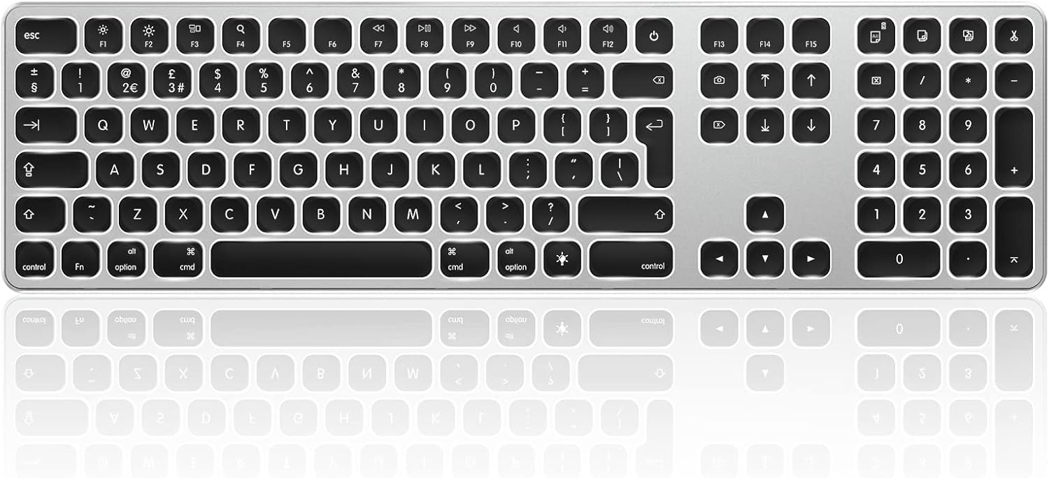 Seenda Keyboard for Mac OS, Backlit Wireless Rechargeable Full size Slim Keyboard Compatible