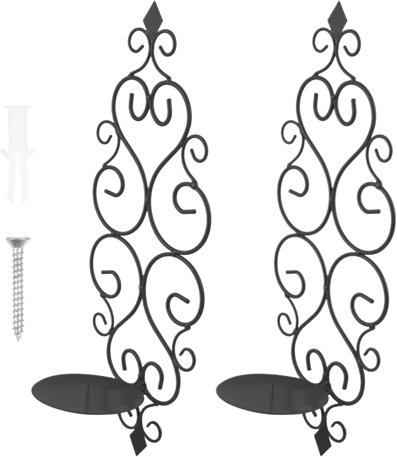 Metal Wall Candle Holder 2 Pcs Black Iron Wall Sconces Tealight Holders Elegant Candlesticks Decorative Flower Stand Home Decor Study Room Office for Living Room(Glod)