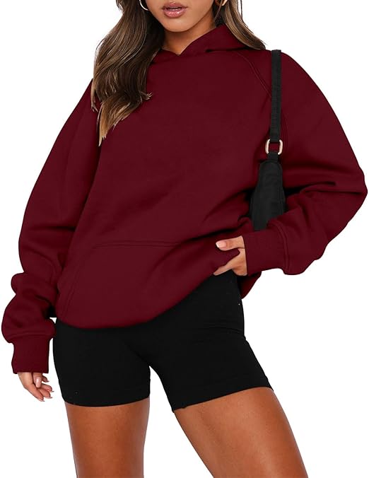 onlypuff Women Pullover Sweatshirt Long Sleeve Hoodies Kangaroo Pocket Fleece Basic Sweater