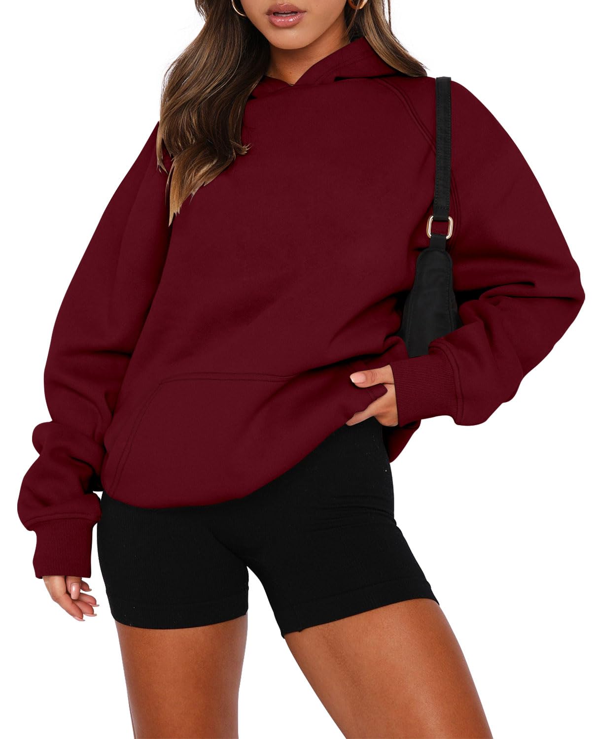 Women Pullover Sweatshirt Long Sleeve Hoodies Kangaroo Pocket Fleece Basic Sweater