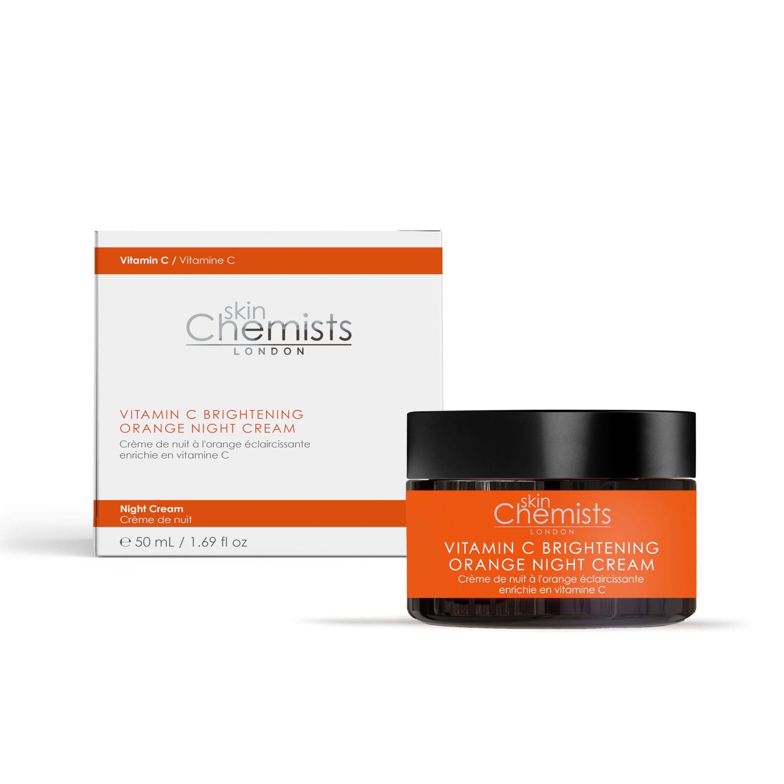 skinChemistsVitamin C Brightening Orange Night Cream 50ml | Night Cream Helps to Brighten, Smooth & Hydrate the Skin - Improves Skin Texture & Appearance