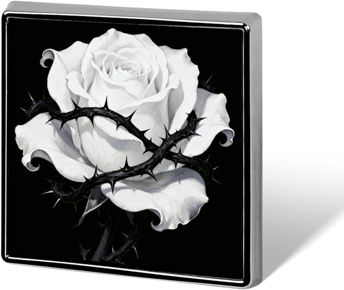 White Rose Lapel Pin Brooch for Clothes Hat Backpack Bag