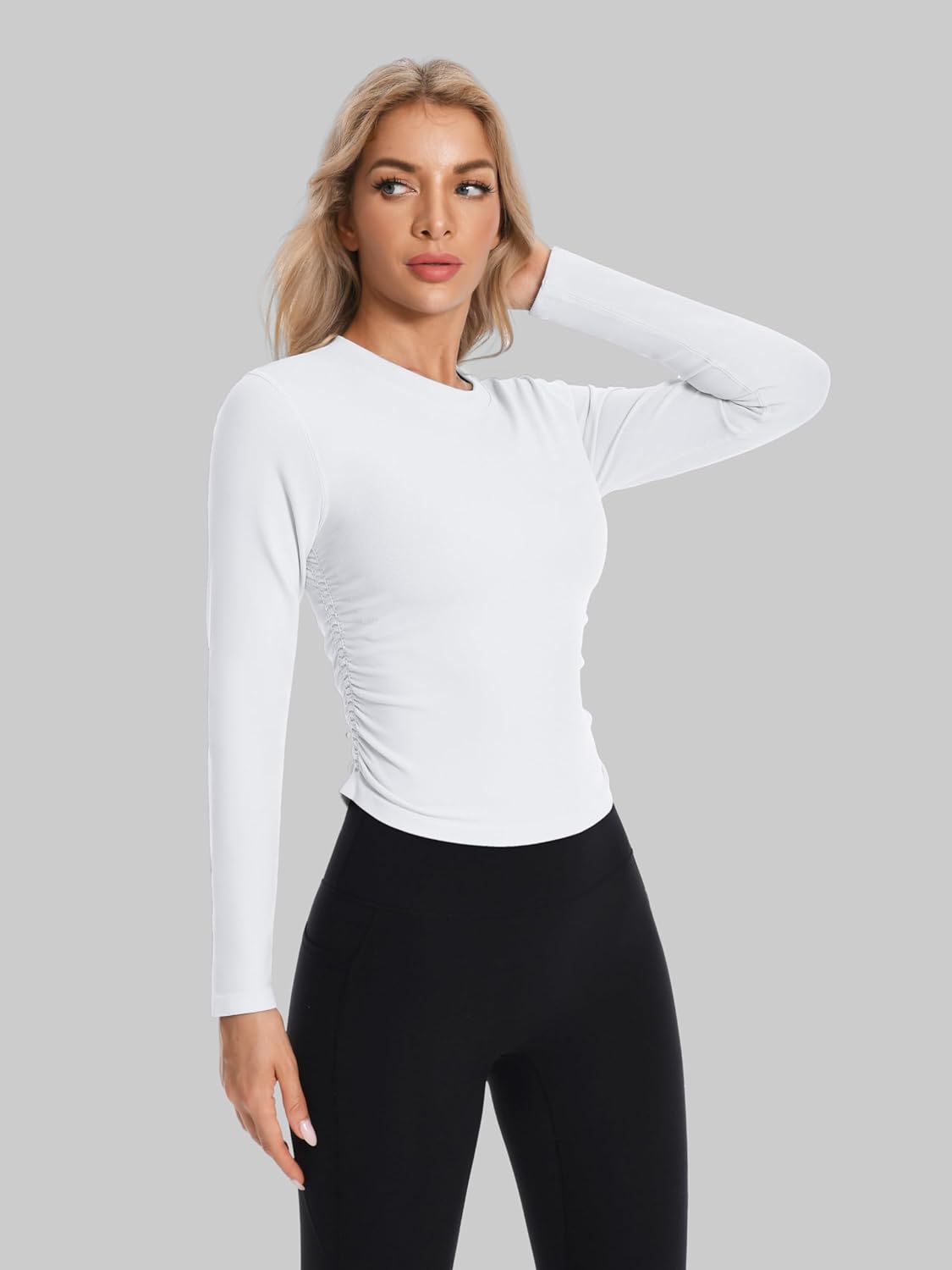 ATTRACO Long Sleeve Workout Tops for Women Zip Up Seamless Athletic Base Layer High Neck Thermal Tops - Image 4