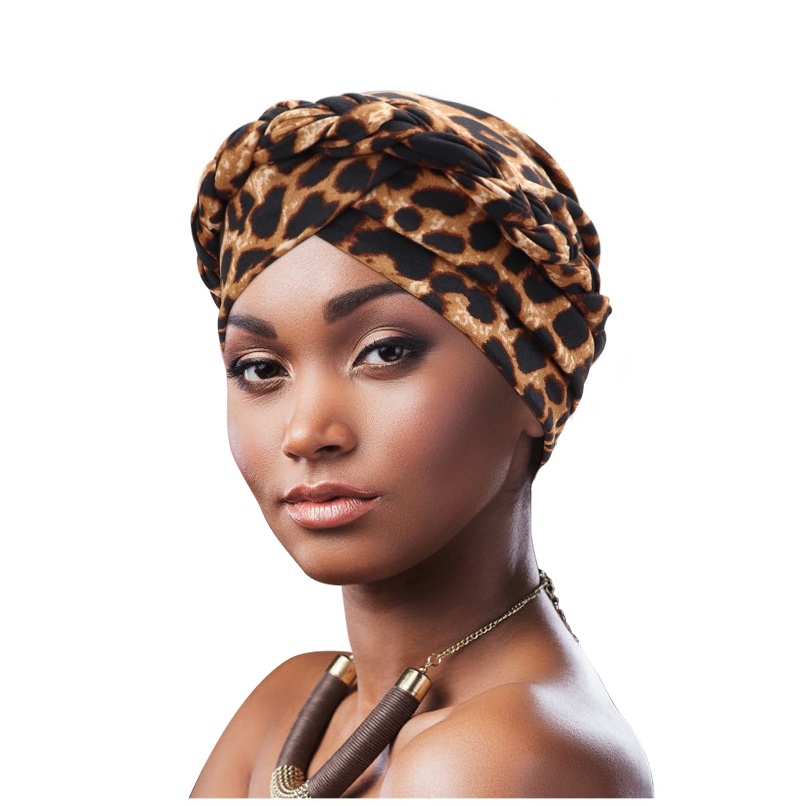 DRESHOW Turbante Africano para Mujeres Preatado Trenzado Envoltura de Cabeza Sombreros Moda Gorra de Dormi Gorro cáncer de quimio