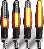 BlyilyB Amber Flowing Sequential LED Motorcycle Turn Signals - Universal Blinker Indicators Pack of 4, Super Bright