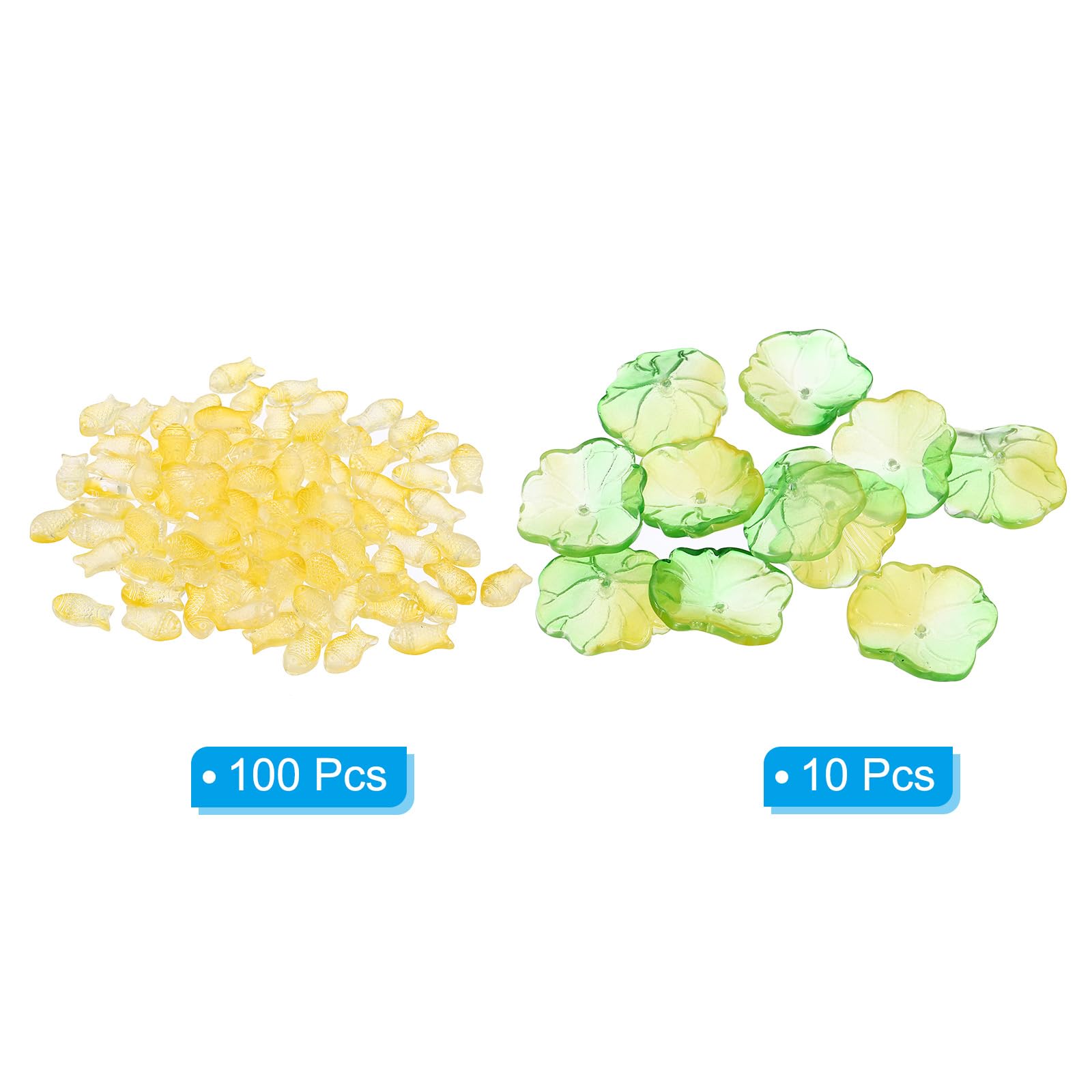 PATIKIL Fish Crystal Glass Beads, 110 Pack Lotus Leaf Bead Handcrafted Glass Spacer Bead for Jewelry Making Bracelet Earring Yellow - Image 3