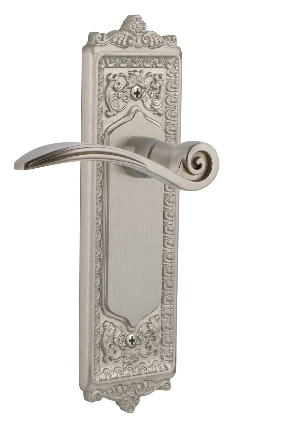 Nostalgic Warehouse Egg &amp; Dart Plate Passage Swan Lever in Satin Nickel