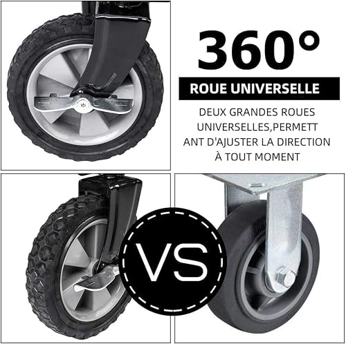 LEADZM Chariot Pliable, Chariot à roulettes avec Jusqu’à 100KG, Grande Taille 90 x 48 x 69cm, pour Transport, Extérieur Camping, Jardin, Festival, Rouge – vue 6