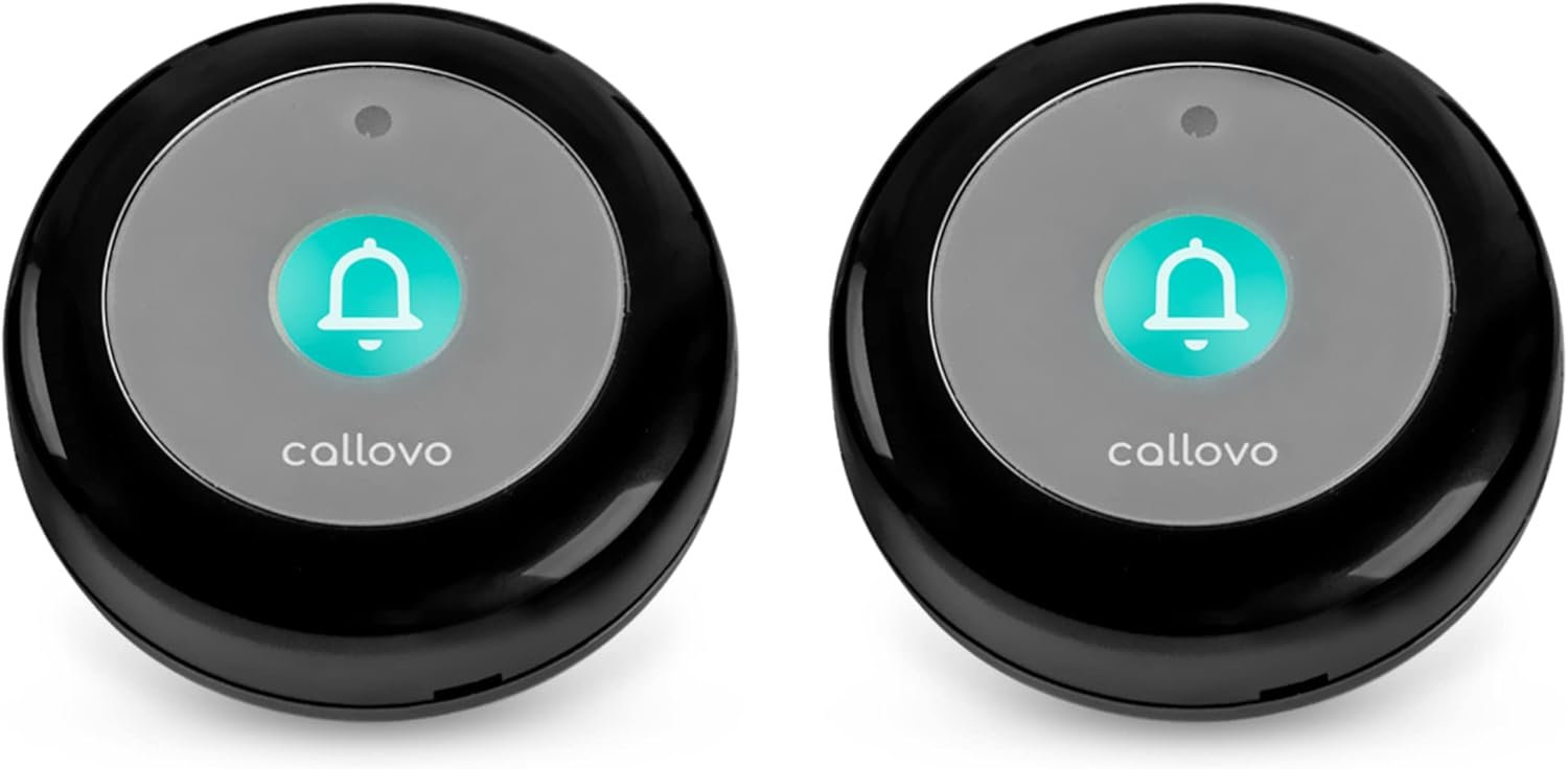 Callovo Call Button for Wireless Calling System Nurse Call System Caregiver Pager for Elderly Seniors Patients Clinic Nursing Home Care Facility Compatible to Callovo Device Only 2 PCS Black